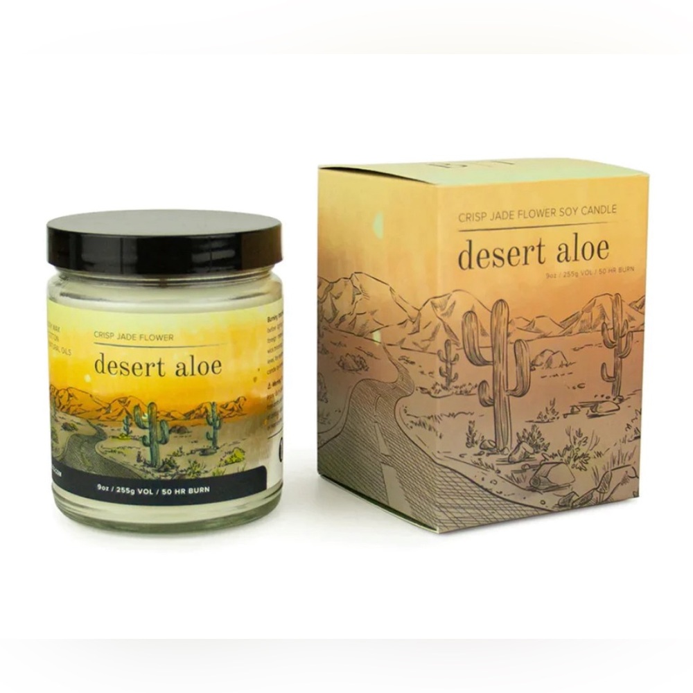 New in Box - Handmade Broken Top Crisp Jade Flower Soy Desert Aloe Candle - 9 oz